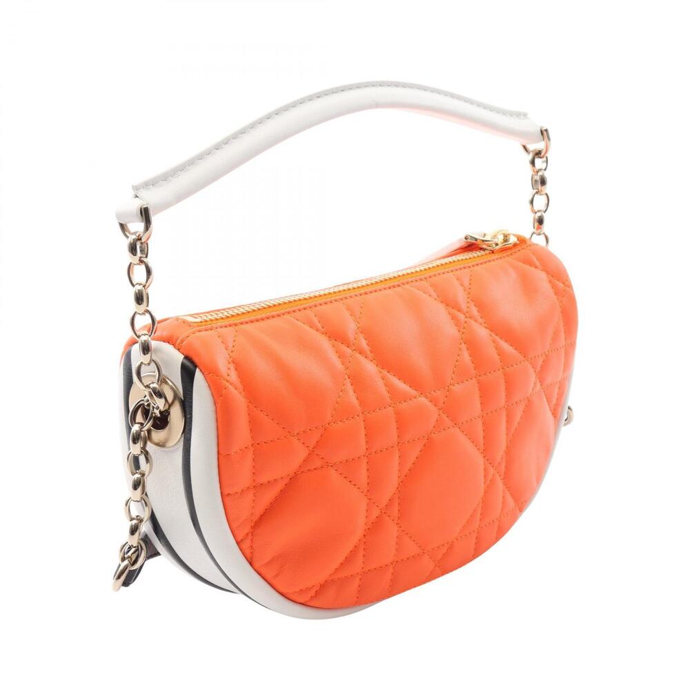 Dior VIBE Hobo Shoulder Bag Leather Orange White